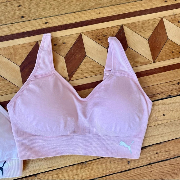 Puma Pink Sports Bra 2 Pack - Picture 2 of 7